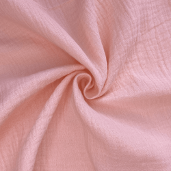 Ткань Муслин Жатый (Ширина 1,4м), цвет Нежно-Розовый (на отрез) в Иркутске