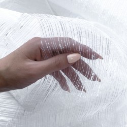 Ткань Тюль &quot;Штрихи&quot; (белый люрекс, ширина 2,8м), на отрез в Иркутске