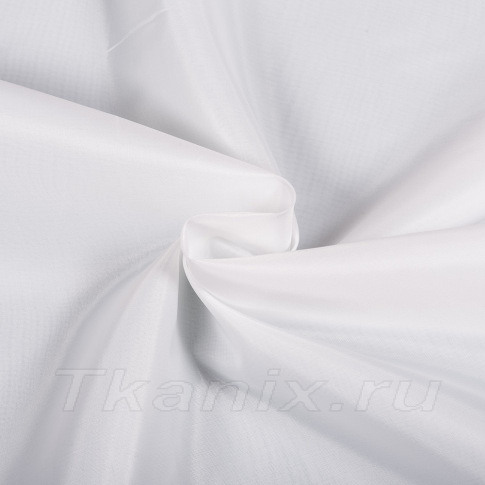 Ткань подкладочная Таффета 190Т (Ширина 150см), цвет Белый (на отрез)
